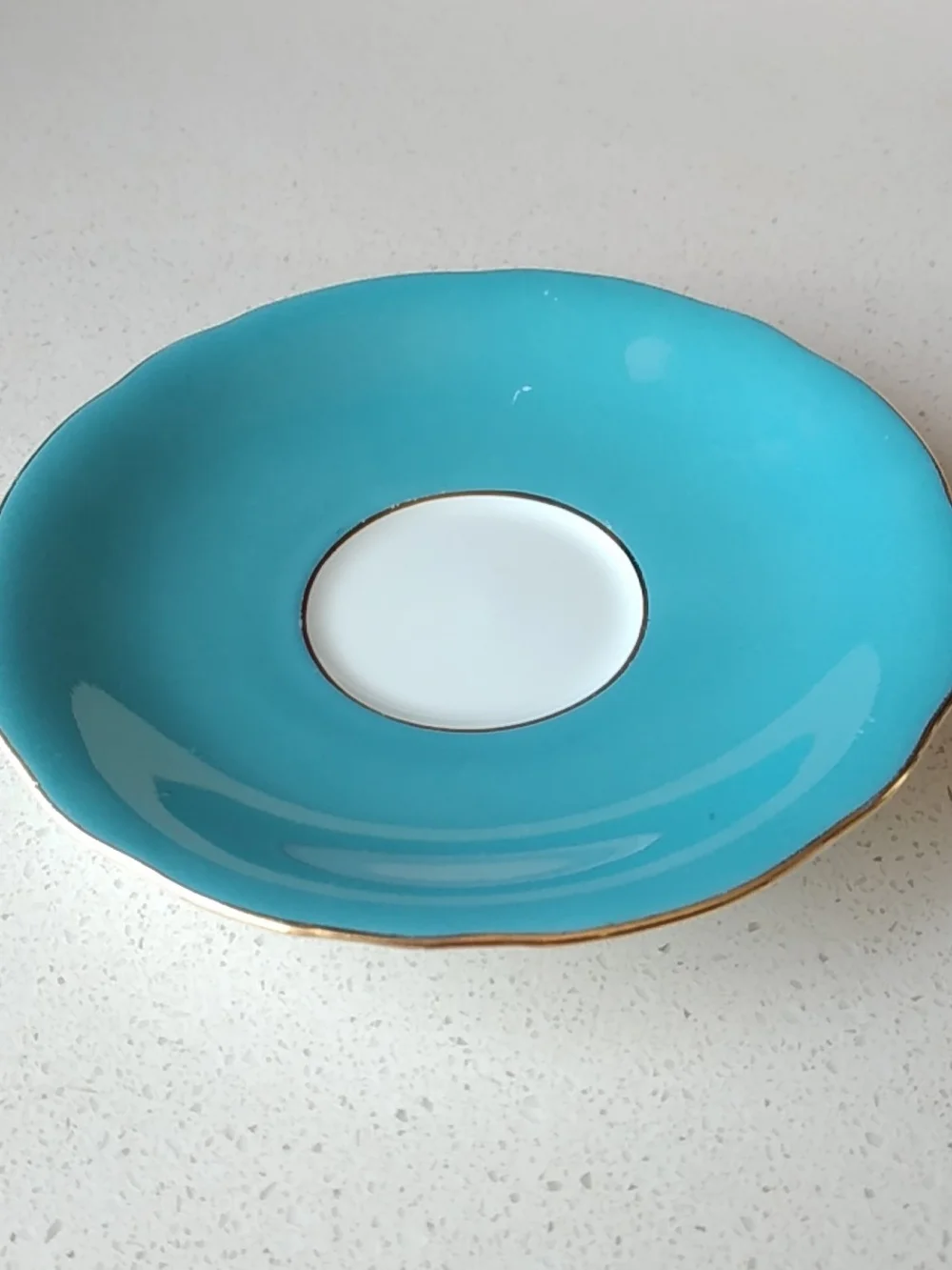 Aynsley Made In England Teal/Turquoise Gold-Rim Ceramic Saucer Replacement